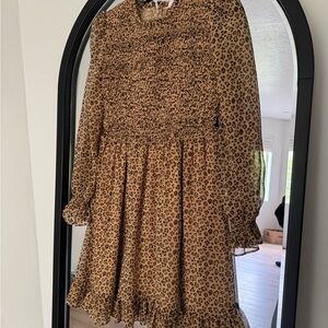 Rachel Parcell Brown and Black Smocked Tiered Mini Dress